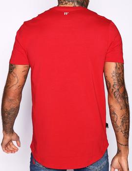 Camiseta 11 Degrees roja rayas blancas