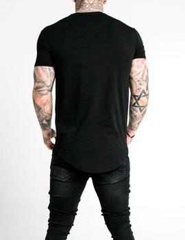 Camiseta SikSilk Curved Hem Colours Gym negra