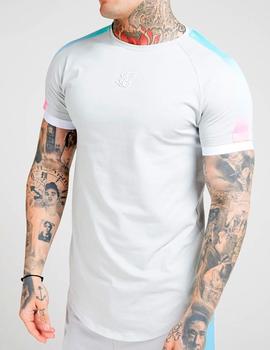 Camiseta Siksilk gris franjas rosas para hombre