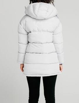 Abrigo Siksilk gris perla Longline Padded mujer