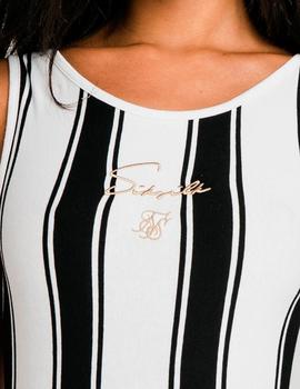 Body Siksilk rayas blancas y negras para mujer