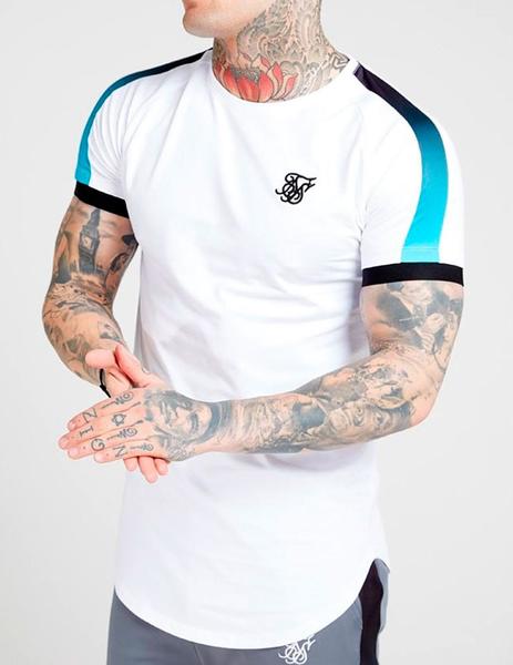 Formación persona Noveno Camiseta Siksilk Inset Cuff blanca para hombre