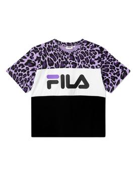 Camiseta Fila morada Allison estampada leopardo