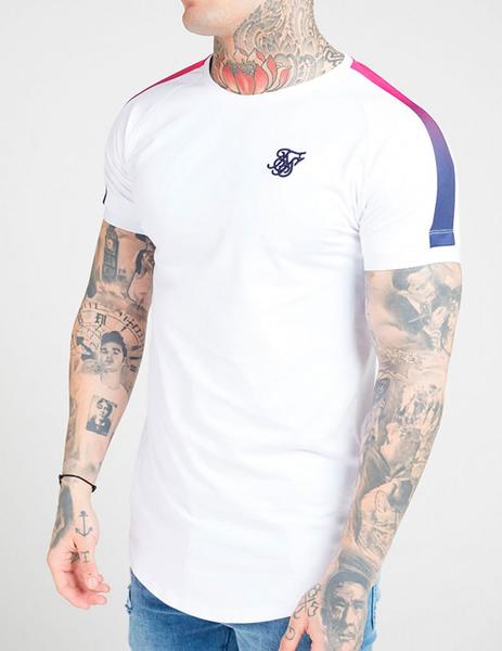 hada rehén Generosidad Camiseta Siksilk blanca franjas rosas para hombre