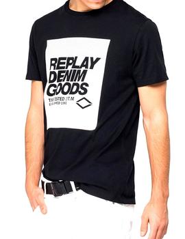 Camiseta Replay negra cuadro blanco Denim Goods
