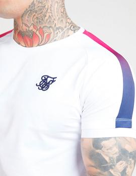 Camiseta Siksilk blanca franjas rosas para hombre