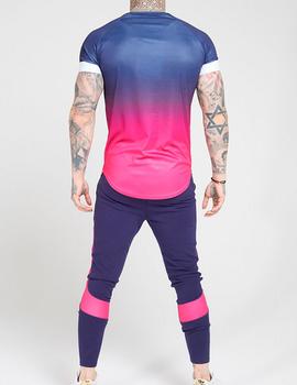 Camiseta Siksilk degradada Azul Marino Rosa hombre