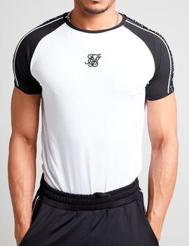 Camiseta Siksilk blanca mangas negras para hombre
