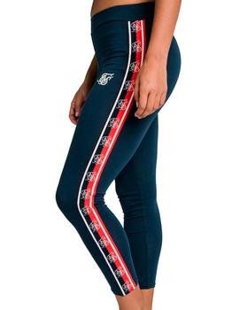 Leggins Siksilk azul marino franjas rojas