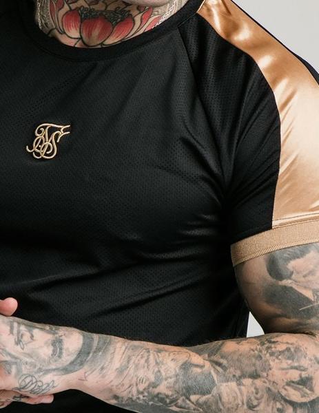 Camiseta Siksilk negra franja para hombre