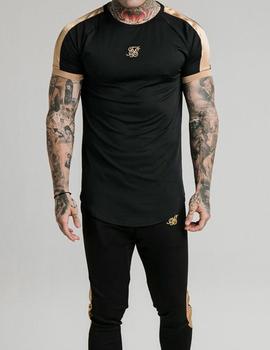 Camiseta Siksilk negra franja oro para hombre