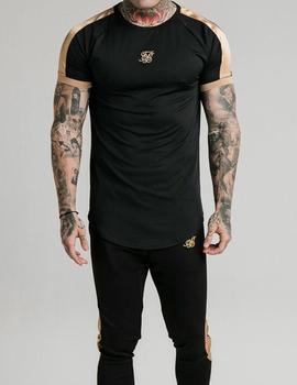 Camiseta Siksilk negra franja oro para hombre