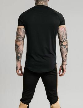 Camiseta Siksilk negra franja oro para hombre