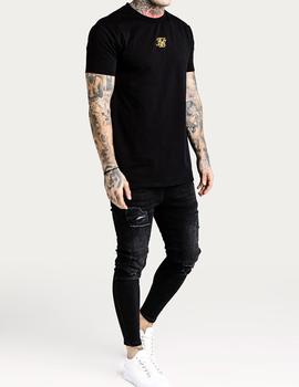 Camiseta Siksilk Reverse Collar Box negra hombre