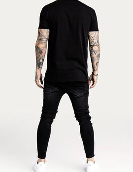 Camiseta Siksilk Reverse Collar Box negra hombre