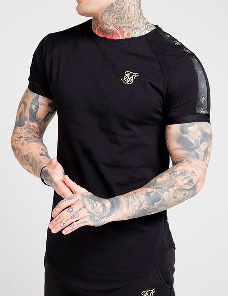 Camiseta Siksilk Raglan Tech negra hombre