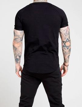 Camiseta Siksilk Raglan Tech negra para hombre