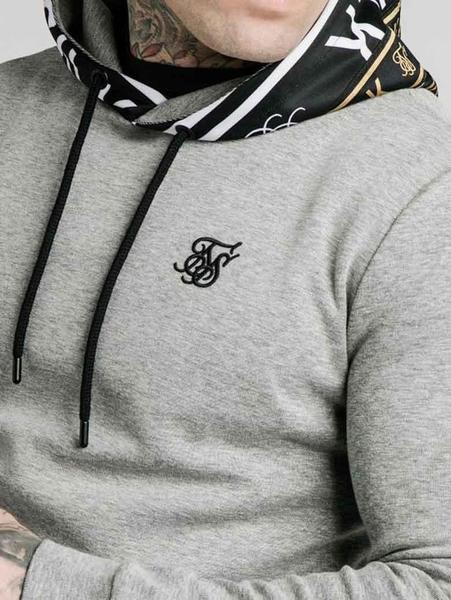 Sudadera gris capucha negra para hombre