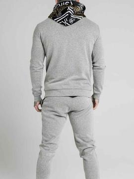 Sudadera SikSilk gris capucha negra para hombre