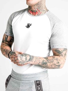 Camiseta SikSilk blanca mangas grises para hombre