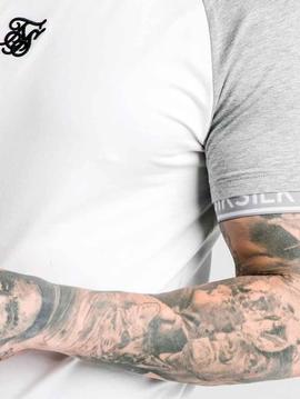 Camiseta SikSilk blanca mangas grises para hombre