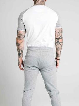 Camiseta SikSilk blanca mangas grises para hombre