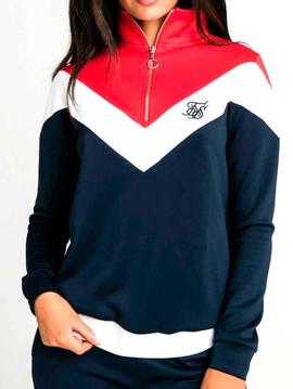 Sudadera SikSilk mujer roja blanca y azul marino