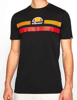 Camiseta Ellesse negra franjas naranjas hombre