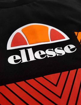 Camiseta Ellesse negra franjas naranjas hombre