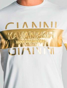 Camiseta Gianni Kavanagh blanca cuadro oro
