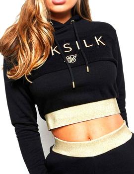 Sudadera SikSilk mujer letras oro color negro