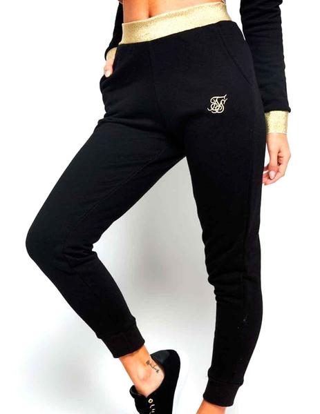 Pantal n SikSilk mujer negro con cintura oro