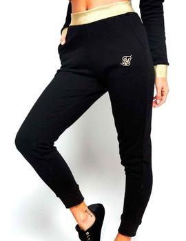 Pantalón SikSilk mujer negro con cintura oro