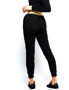 Pantalón SikSilk mujer negro con cintura oro