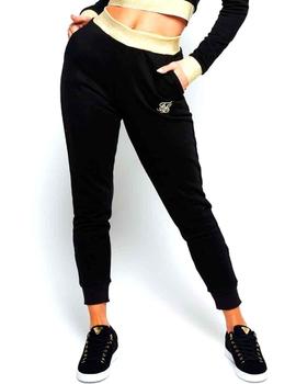 Pantalón SikSilk mujer negro con cintura oro