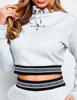 Sudadera SikSilk mujer Element Cropped Hoodie gris