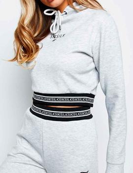 Sudadera SikSilk mujer Element Cropped Hoodie gris