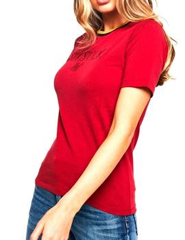 Camiseta SikSilk mujer roja con logotipo bordado
