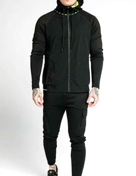 Chaqueta deporte SikSilk negra logos fluorescentes