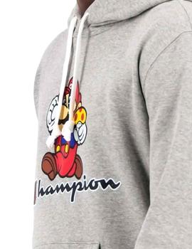 Sudadera Champion Mario Bros gris con capucha
