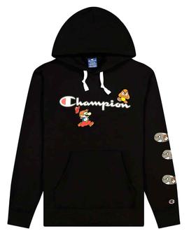 Sudadera Champion Mario Bros negra con capucha
