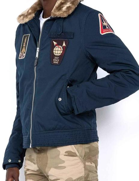 Chaqueta Schott azul estilo aviador