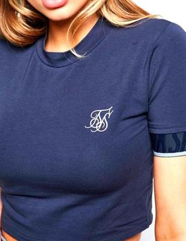 Camiseta SikSilk mujer Gravity Crop azul marino