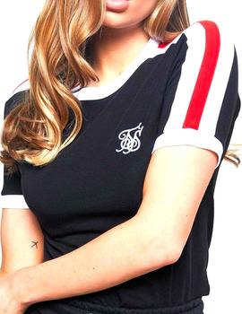 Camiseta SikSilk mujer Sports Luxe Ringer negra