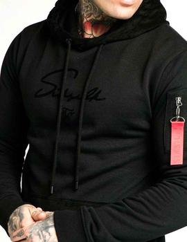 Sudadera SikSilk Sueded Flock con capucha negra