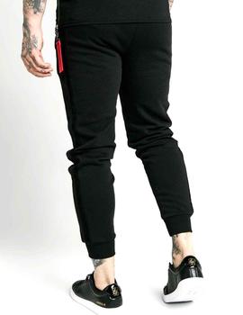 Pantalón chándal SikSilk Sueded Flock Cuff negro