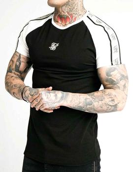 Camiseta SikSilk negra mangas blancas Premium Tape