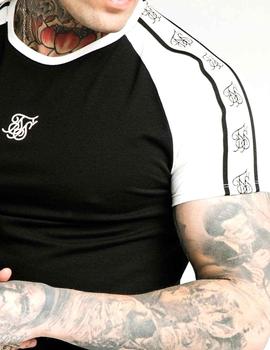 Camiseta SikSilk negra mangas blancas Premium Tape