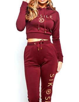 Sudadera SikSilk chica Eyelet Mesh Track granate