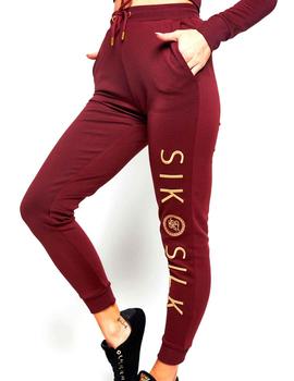 Pantalón SikSilk chica Eyelet Mesh Track burdeos